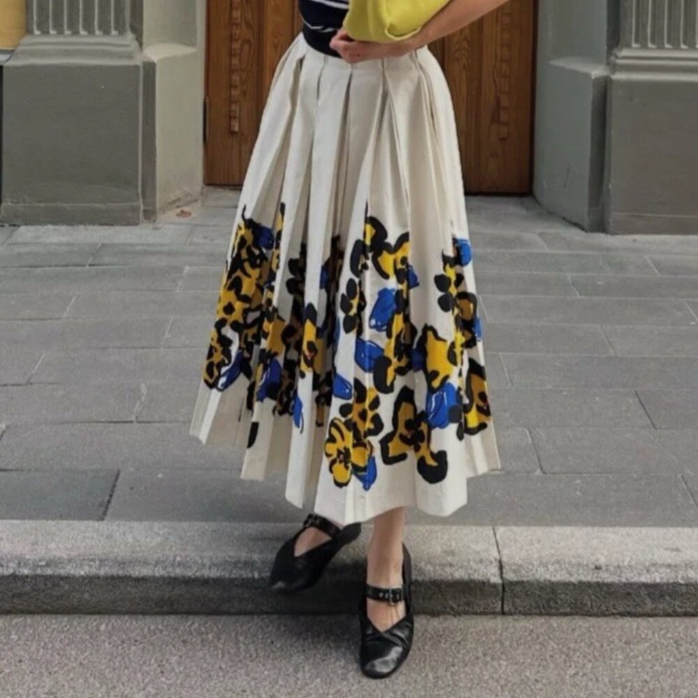 NWT ZARA ZW COLLECTION PRINTED PLEATED SKIRT S - Picture 5 of 6